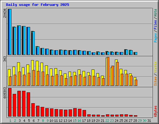 Daily usage for February 2025