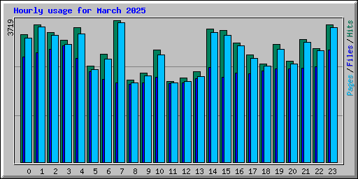 Hourly usage for March 2025